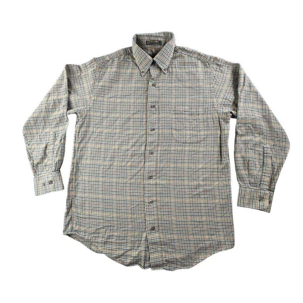 Orvis Shirt Mens Medium Green Blue Plaid Charles F Orvis Signature Wool Blend